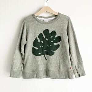 tinycottons 6 Sweatshirt Leaf Face Graphic Print Green Long Sleeve Top Unisex